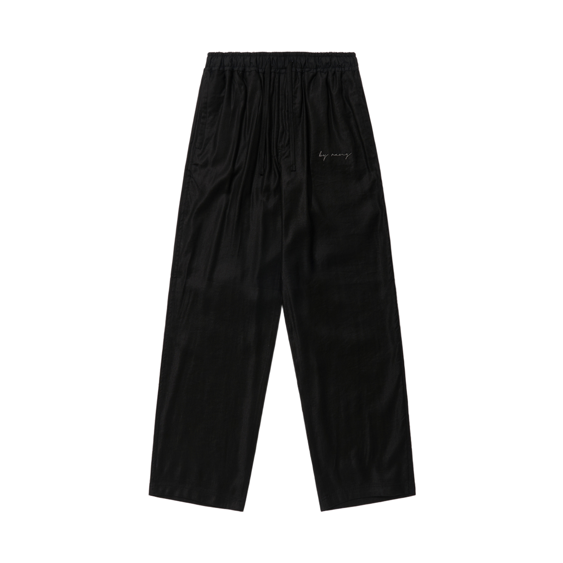 바이랑 테이퍼드 레이온 블랜드 드로우스트링 팬츠 - 블랙