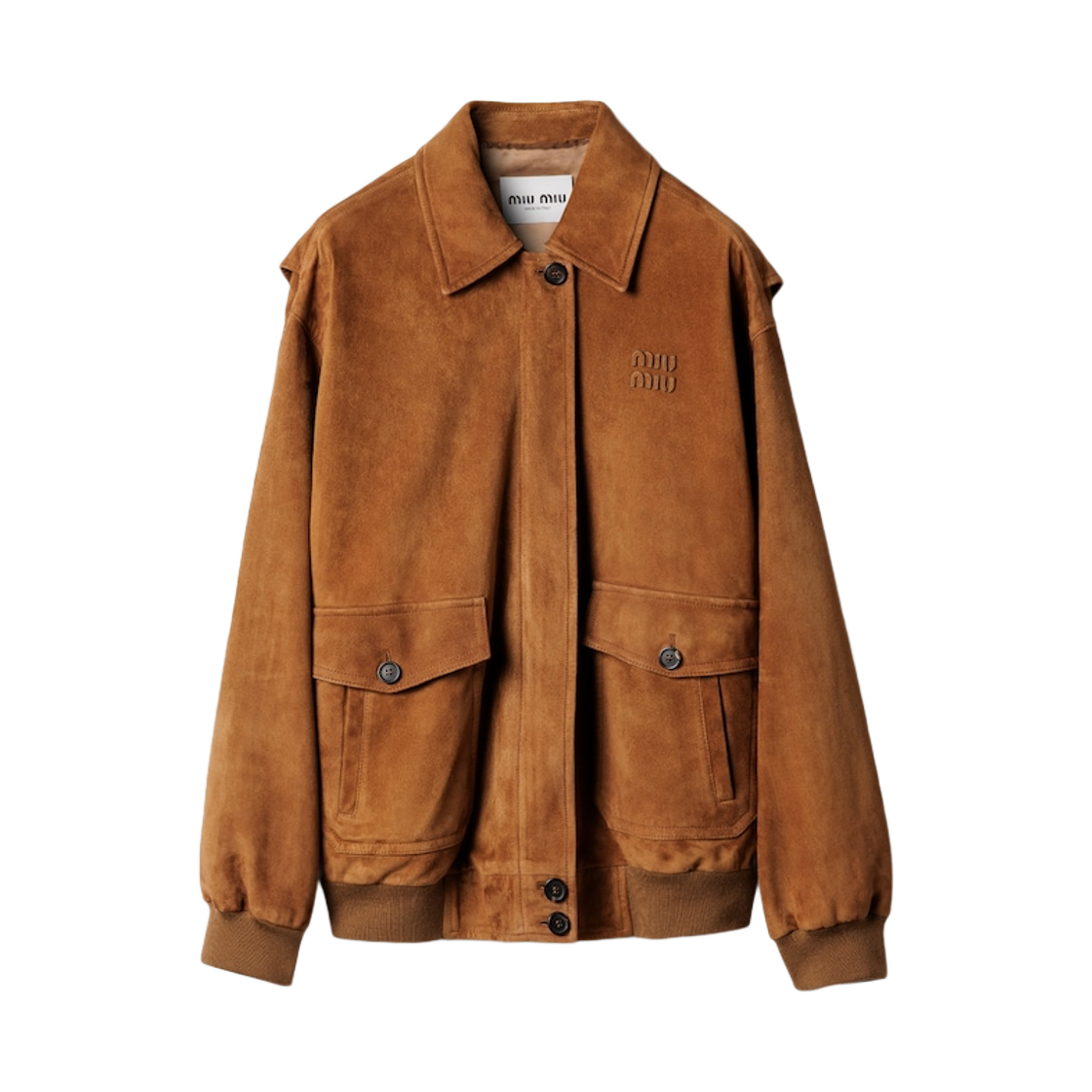 MPV940-17PW-F0401 (W) Miu Miu Suede Blouson Jacket Cinnamon