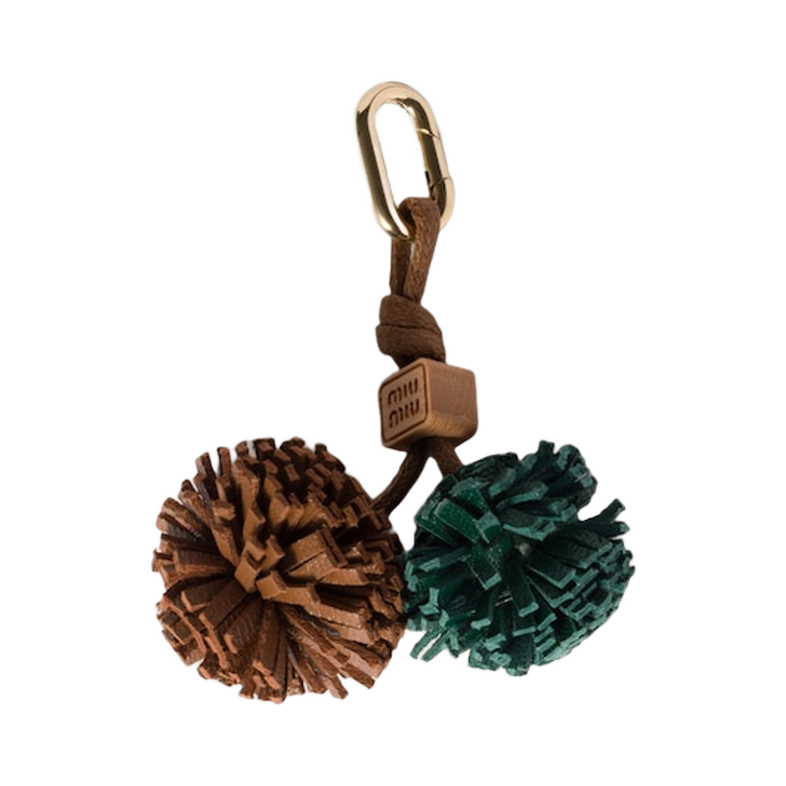 5ID008-2FLQ-F0VJS Miu Miu Leather Micro Trick Cognac Billiard Green