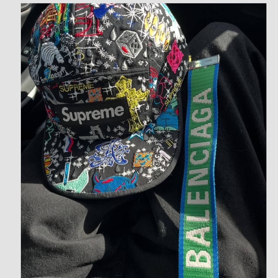 Supreme AOI Embroidered Camp Cap Black - 25SS 착용 스타일 - 1