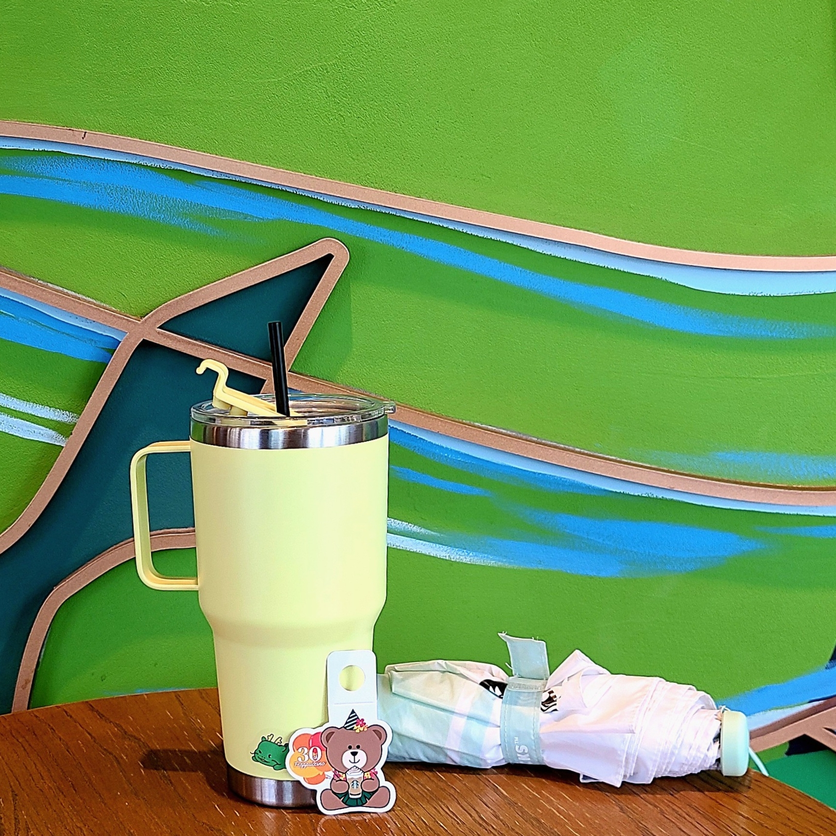 Starbucks Daily 3 Step Umbrella Apple Mint, Human Made Military Card Case Navy 착용 스타일 - 1
