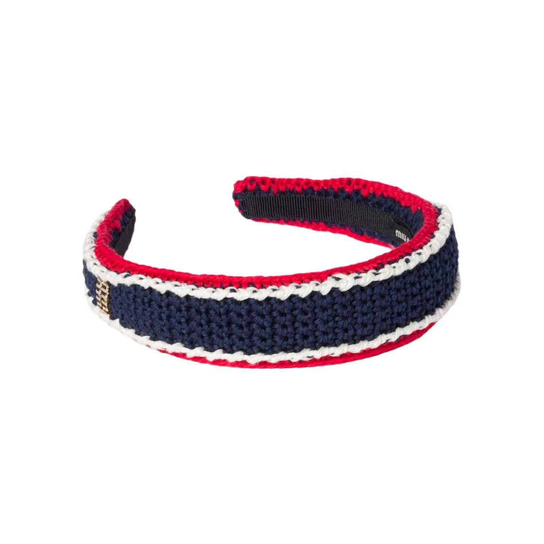 (W) 미우 미우 크로셰 헤드밴드 블루 아이보리 레드((W) Miu Miu Crochet Headband Blue Ivory Red) - 2