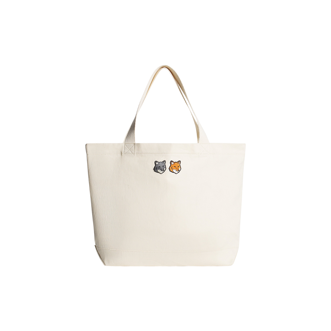 OW511CFWW0096-P700 Maison Kitsune Double Bold Fox Head Tote Bag Ecru