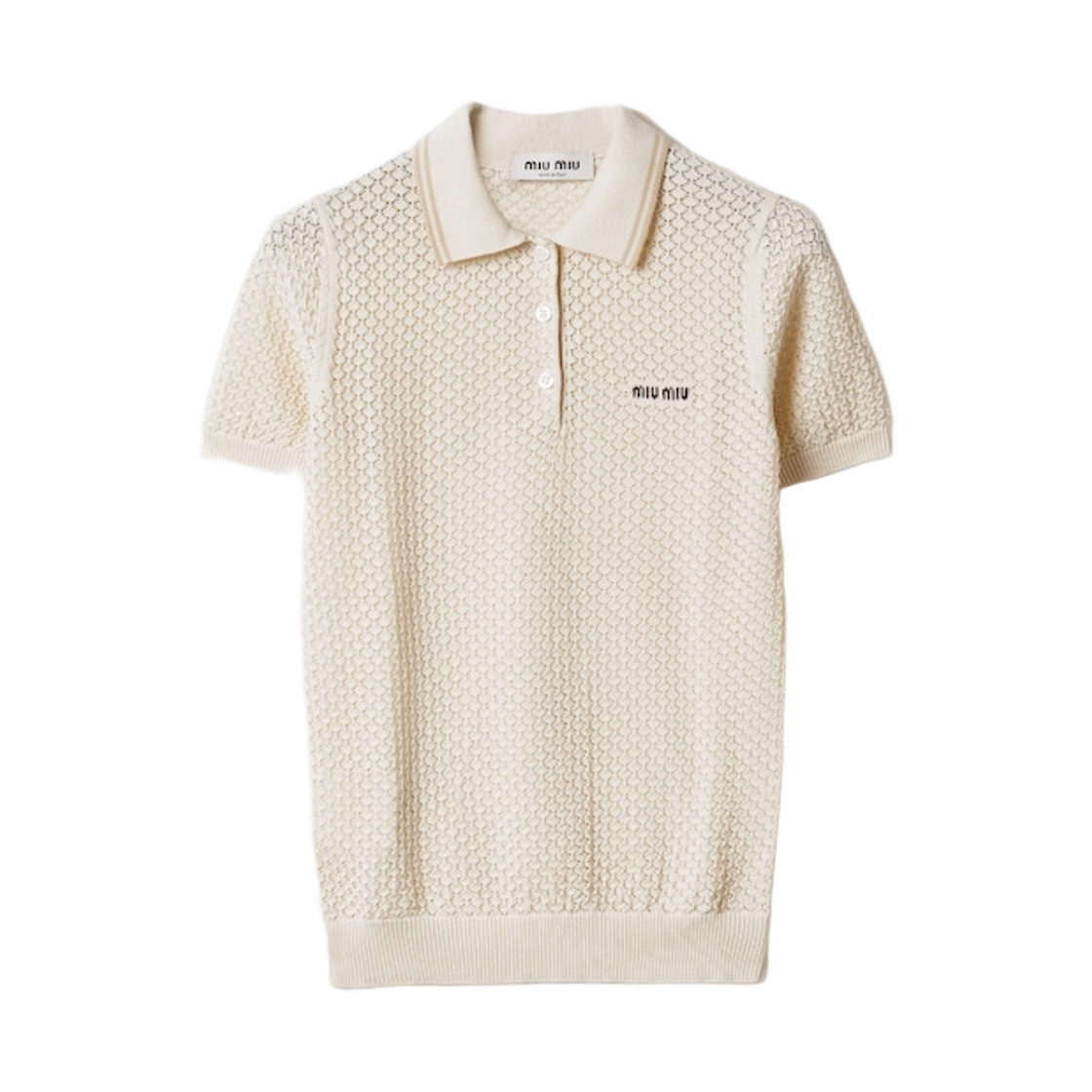 MMLB28-17NL-F0018 (W) Miu Miu Cotton Polo Shirt Natural