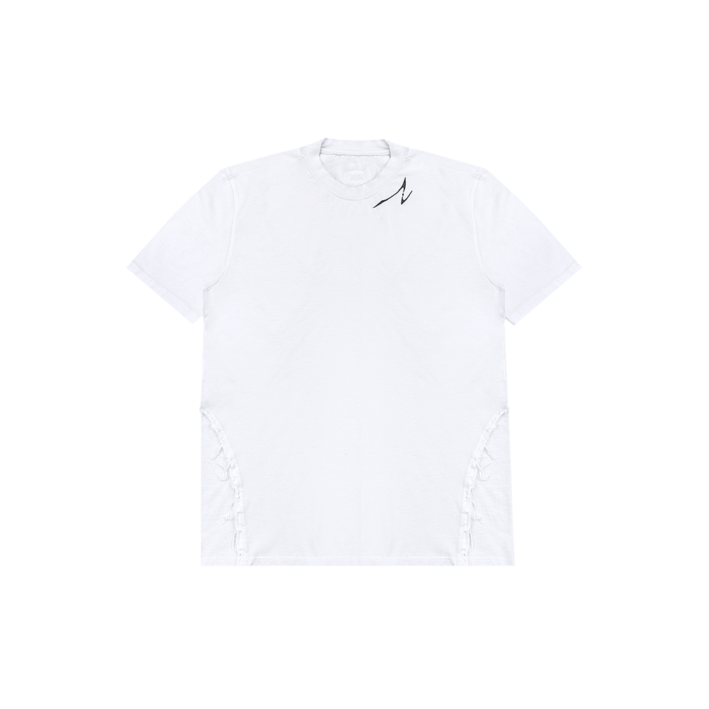 비엘알 디스트로이드 그라데이션 블리치드 숏 슬리브 티셔츠 화이트(BLR Destroyed Gradation Bleached Short Sleeve T-Shirt White)