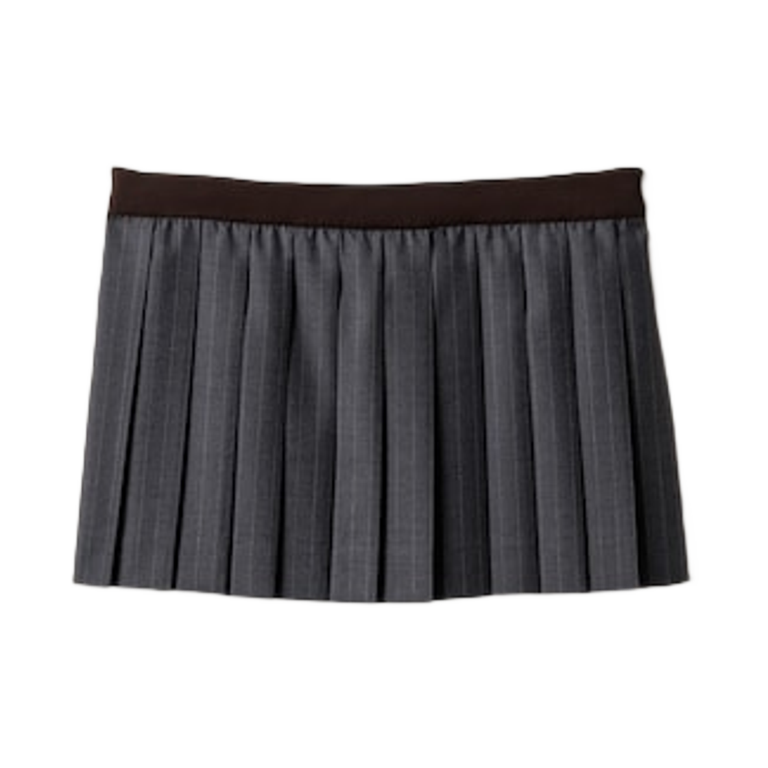 MG2529-174X-F0480 (W) Miu Miu Pleated Pinstripe Mini Skirt Slate Gray