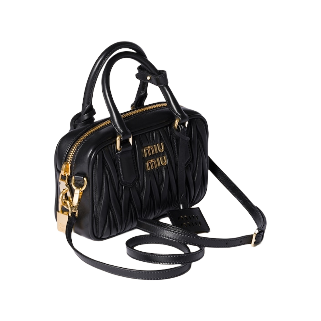 미우 미우 아르카디 마테라쎄 나파 레더 백 블랙(Miu Miu Arcady Materasse Napa Leather Bag Black) - 3