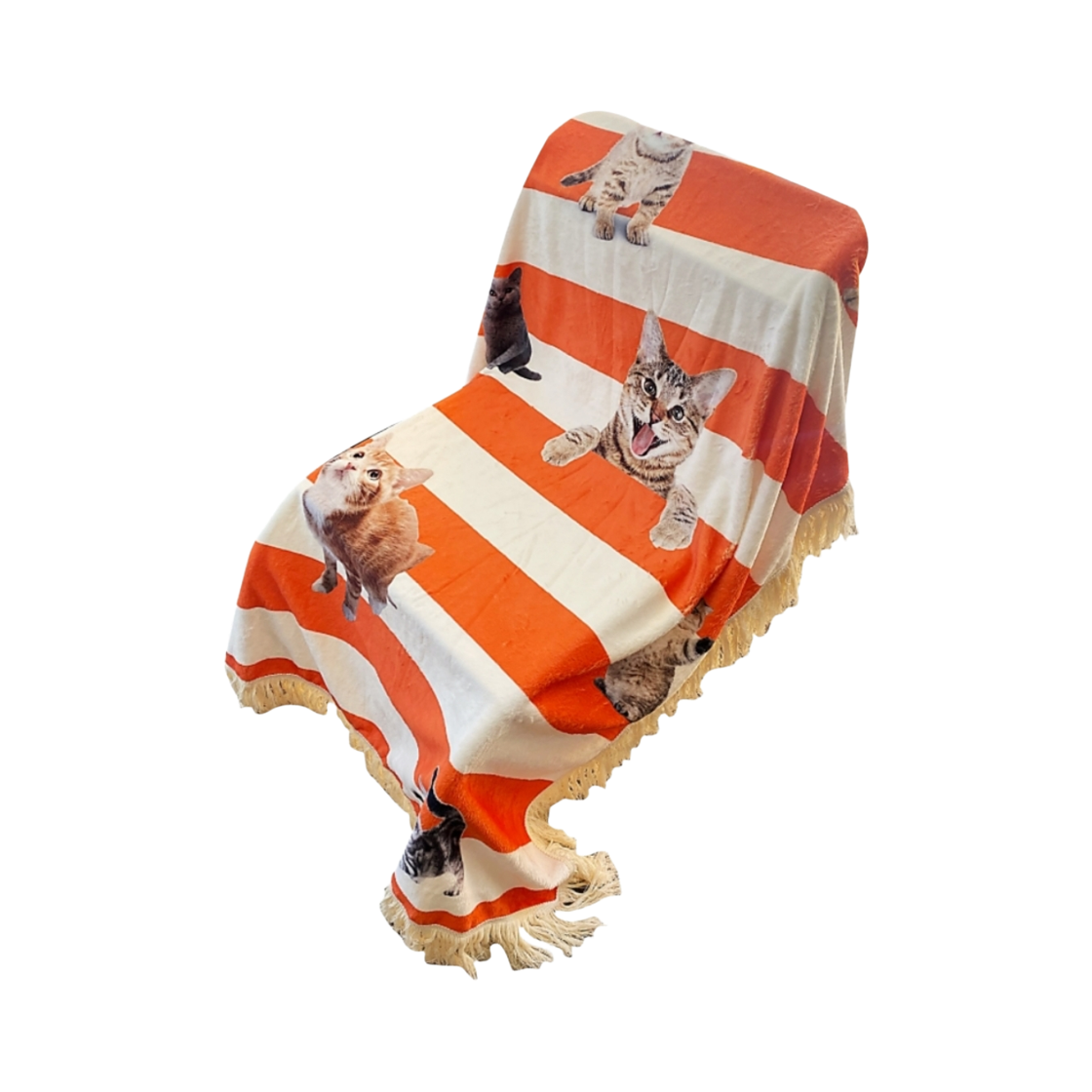 유라이크왓 체커라이프 블랭킷 오렌지([3% 포인트 적립] you like what Love cat stripe blanket Orange) - 2