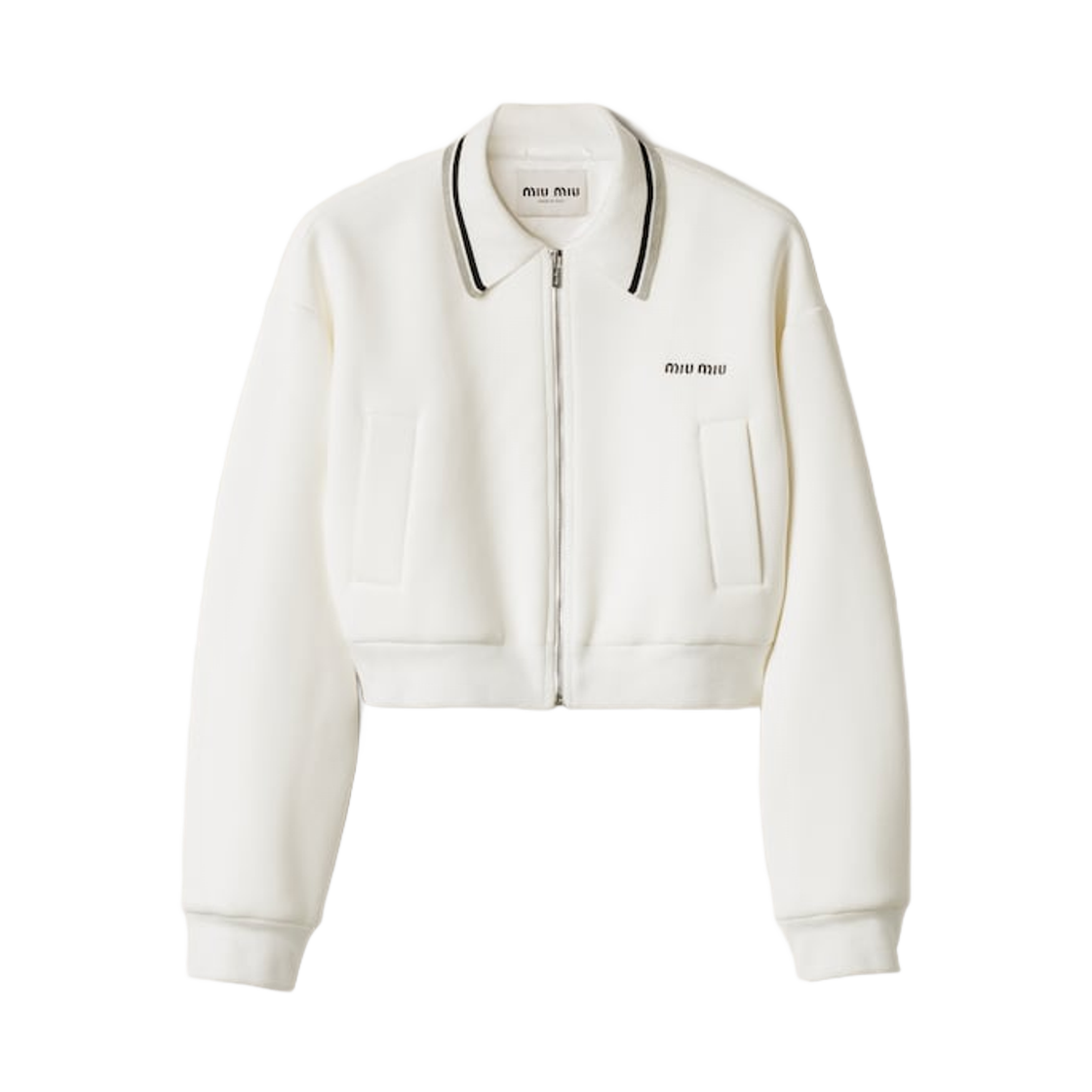ML1270-17LN-F0009 (W) Miu Miu Bonded Pique and Technical Jersey Blouson Jacket White