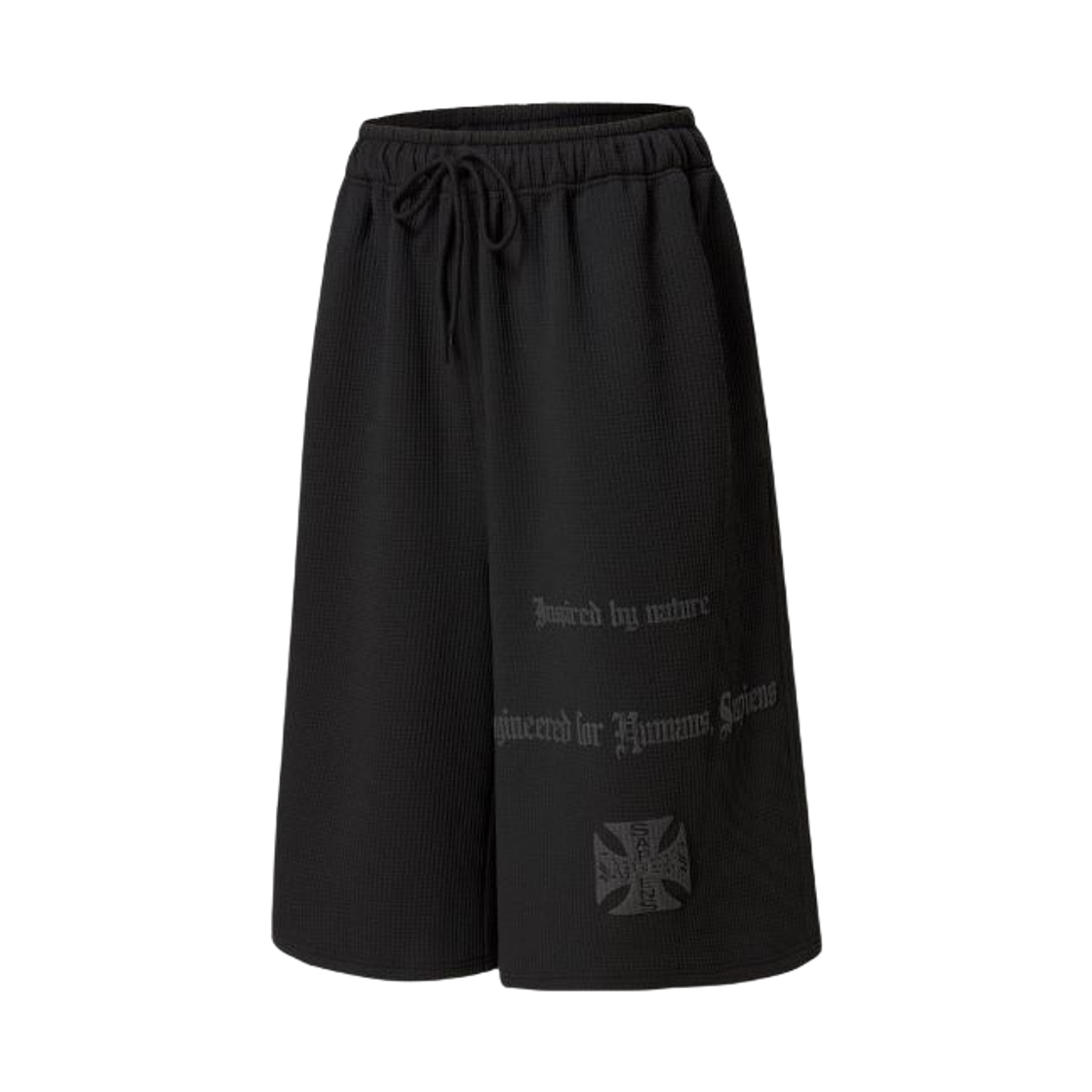 SP25SSPT001BK Sapiens Engineered Waffle Over Fit Shorts Black