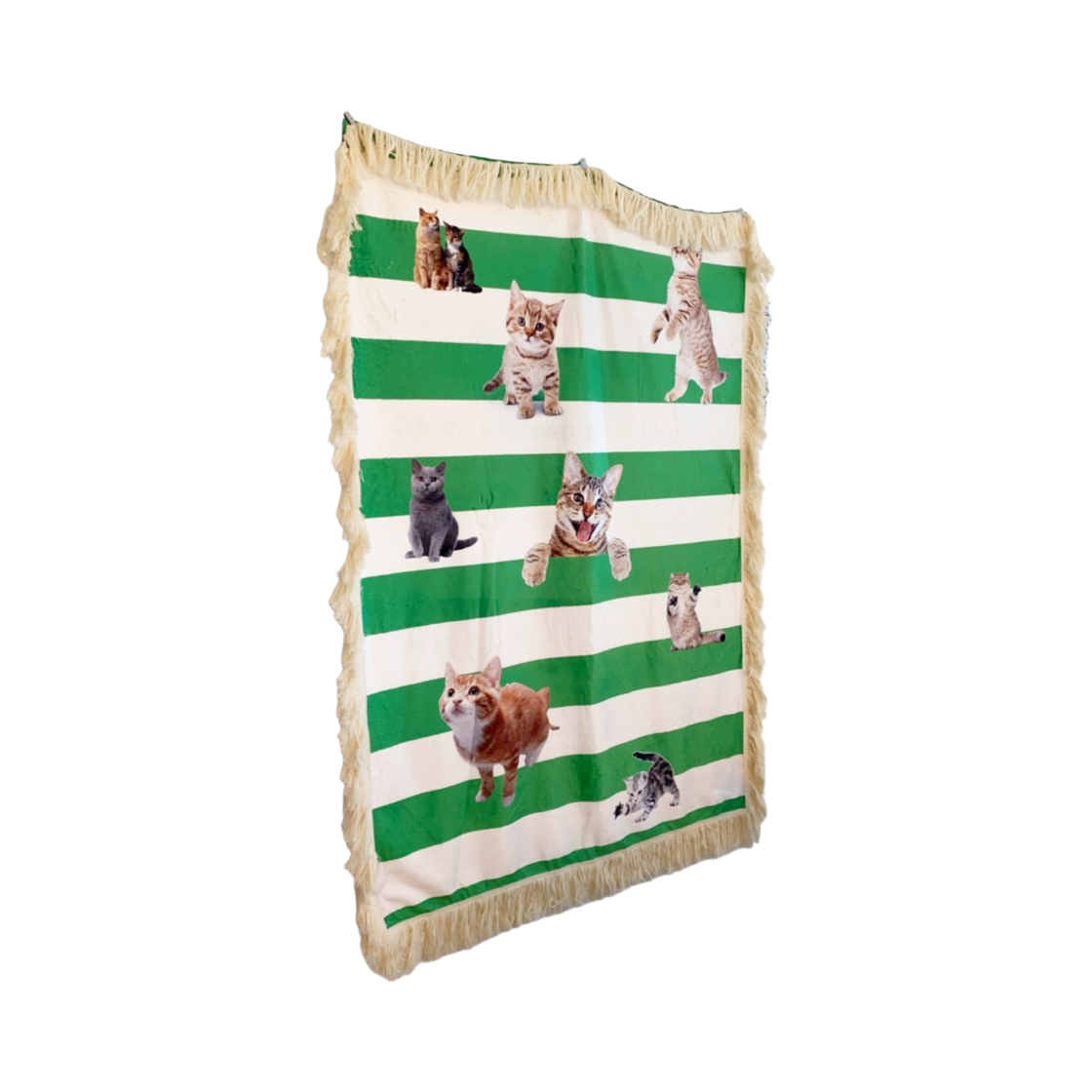 유라이크왓 러브캣 스트라이프 블랭킷 그린([3% 포인트 적립] you like what Love cat stripe blanket Green)