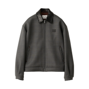 (W) Miu Miu Prince of Wales Check and Bonded Jersey Blue Jacket Slate Gray