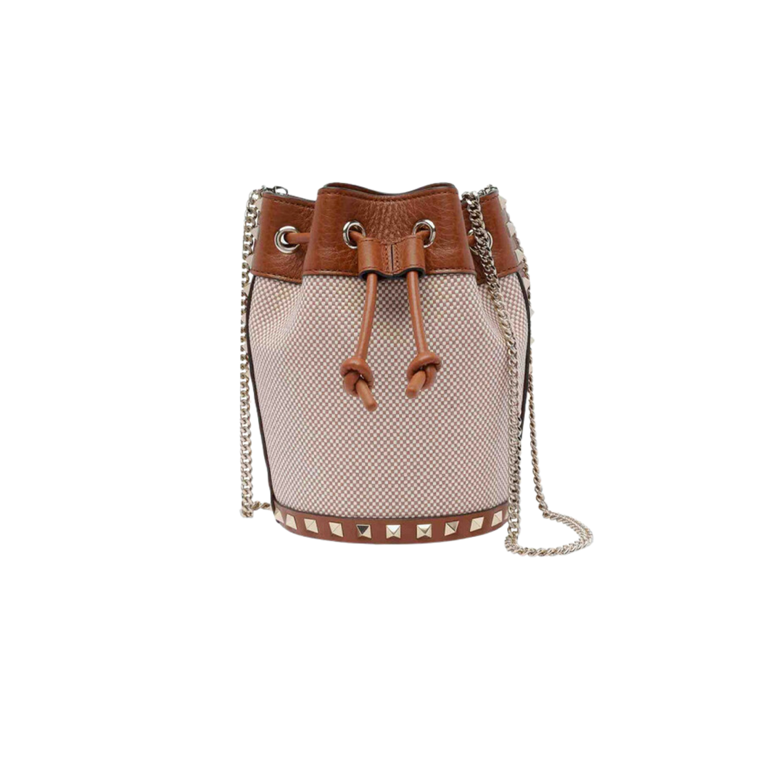 P0AI4QCERDV Valentino Rockstud Bucket Bag Brown