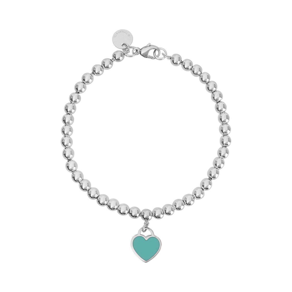 - Tiffany & Co. Return to Tiffany Blue Heart Tag Bead Bracelet Silver