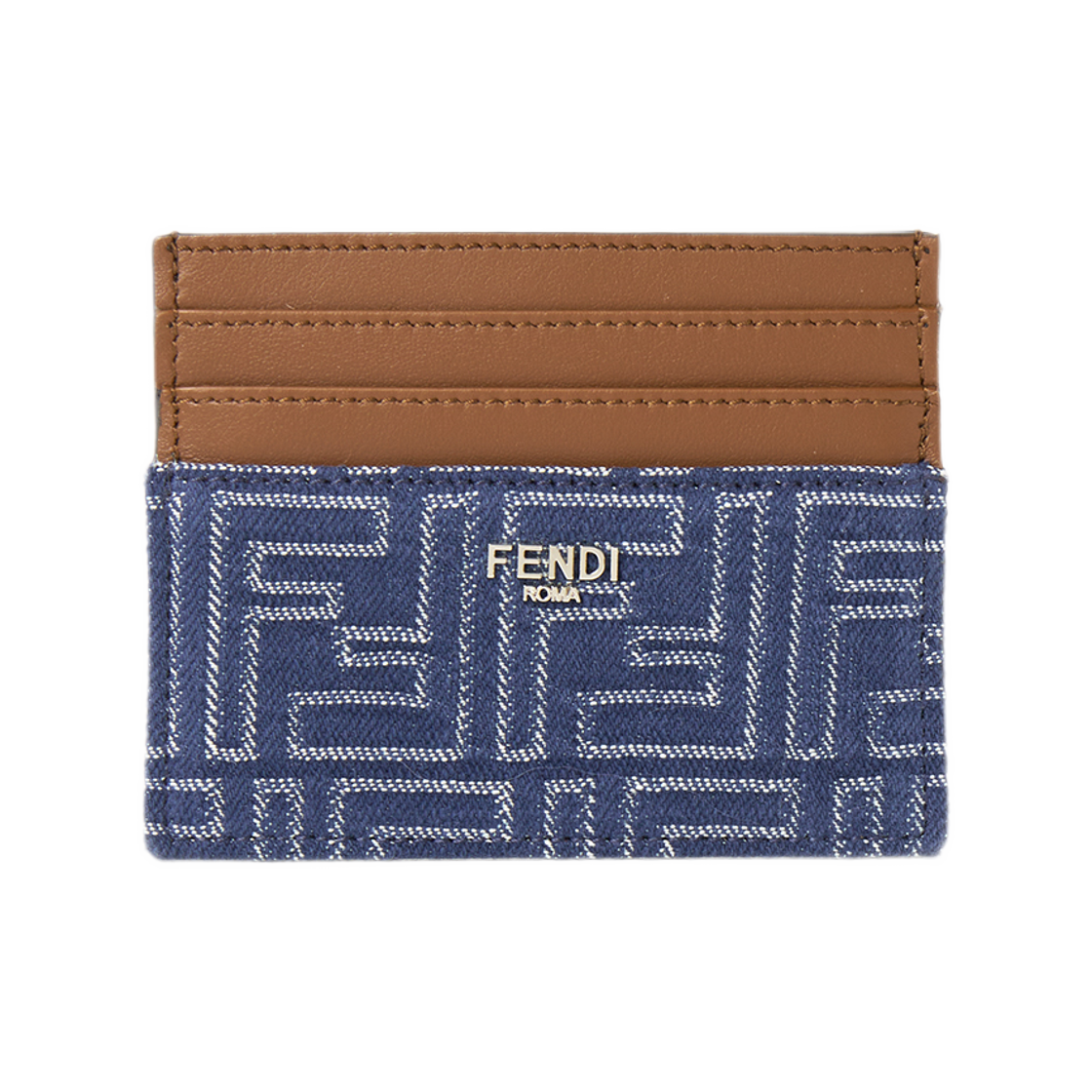 7M0164AUGOF1SCG Fendi FF Card Holder Wallet Blue