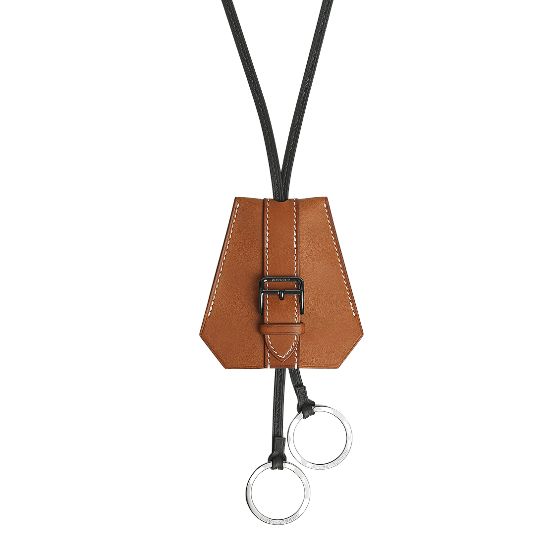 에르메스 클로셰 버클 롱 네클리스 바레니아 카프스킨 & 옐로우 골드 하드웨어 포브 누아(Hermes Clochette Buckle Long Necklace Barenia Calfskin & Yellow Gold Fauve Noir) - 2