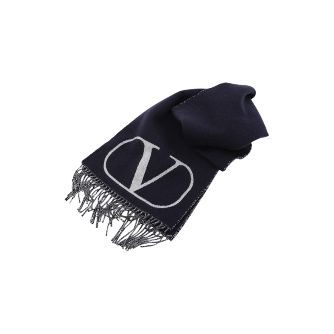 ER033RBHNB4 Valentino Vlogo Wool Cashmere Muffler Navy