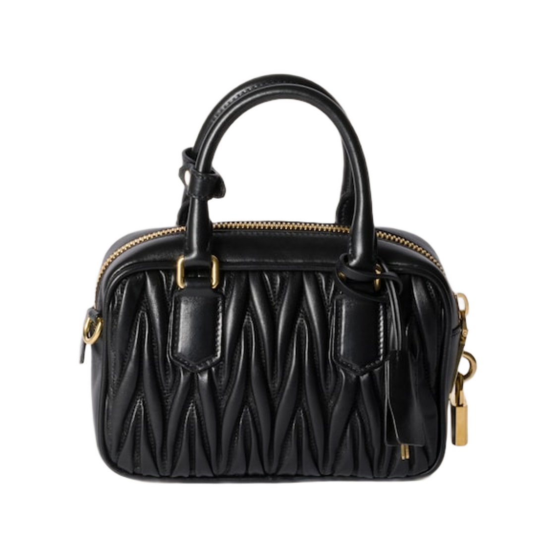 미우 미우 아르카디 마테라쎄 나파 레더 백 블랙(Miu Miu Arcady Materasse Napa Leather Bag Black) - 2