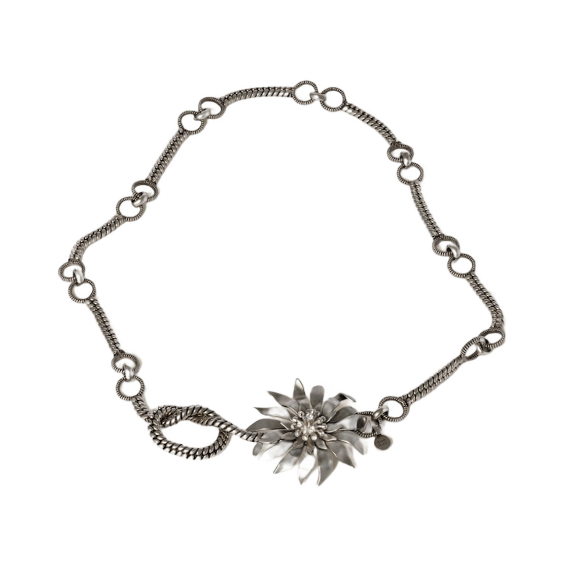 5CC669-2CS8-F04KZ (W) Miu Miu Crystal Embellished Metal Belt Silver