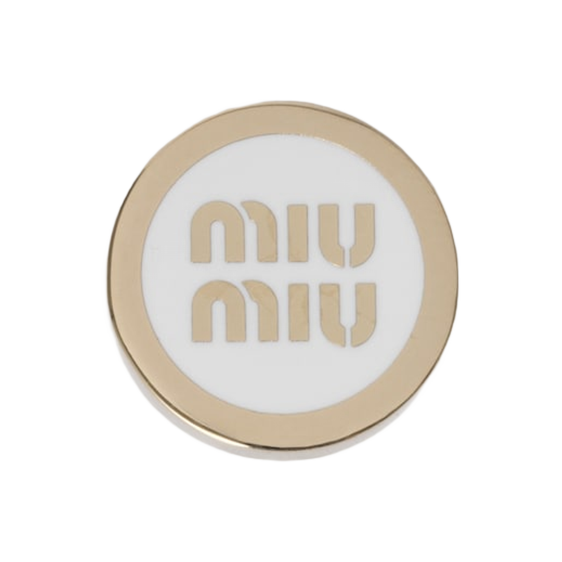 5IS116-2F6T-F0009 (W) Miu Miu Enameled Metal Logo Brooch White