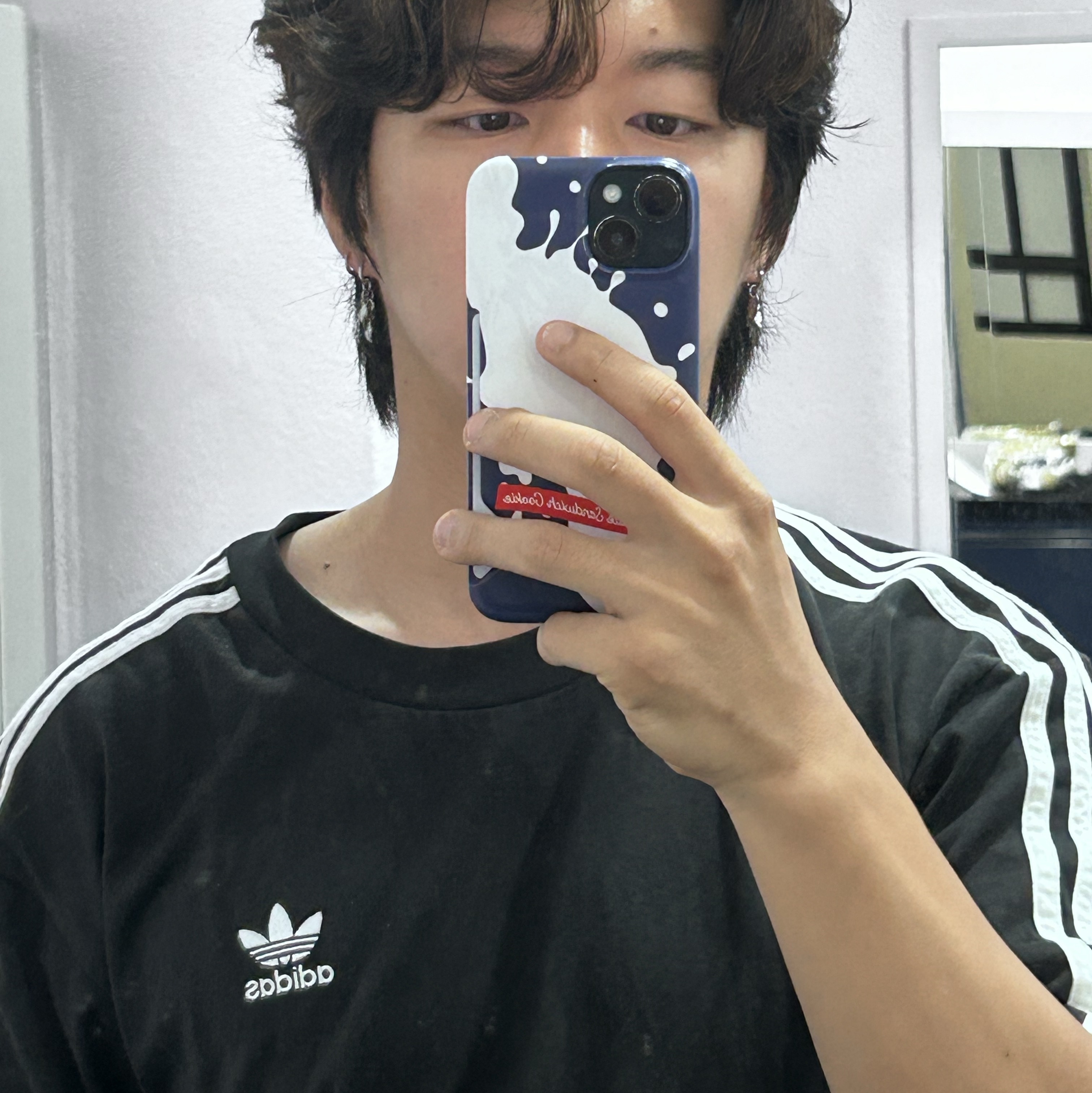 Adidas Originals Trefoil Essentials Oversized T-Shirt Black - KR Sizing 착용 스타일