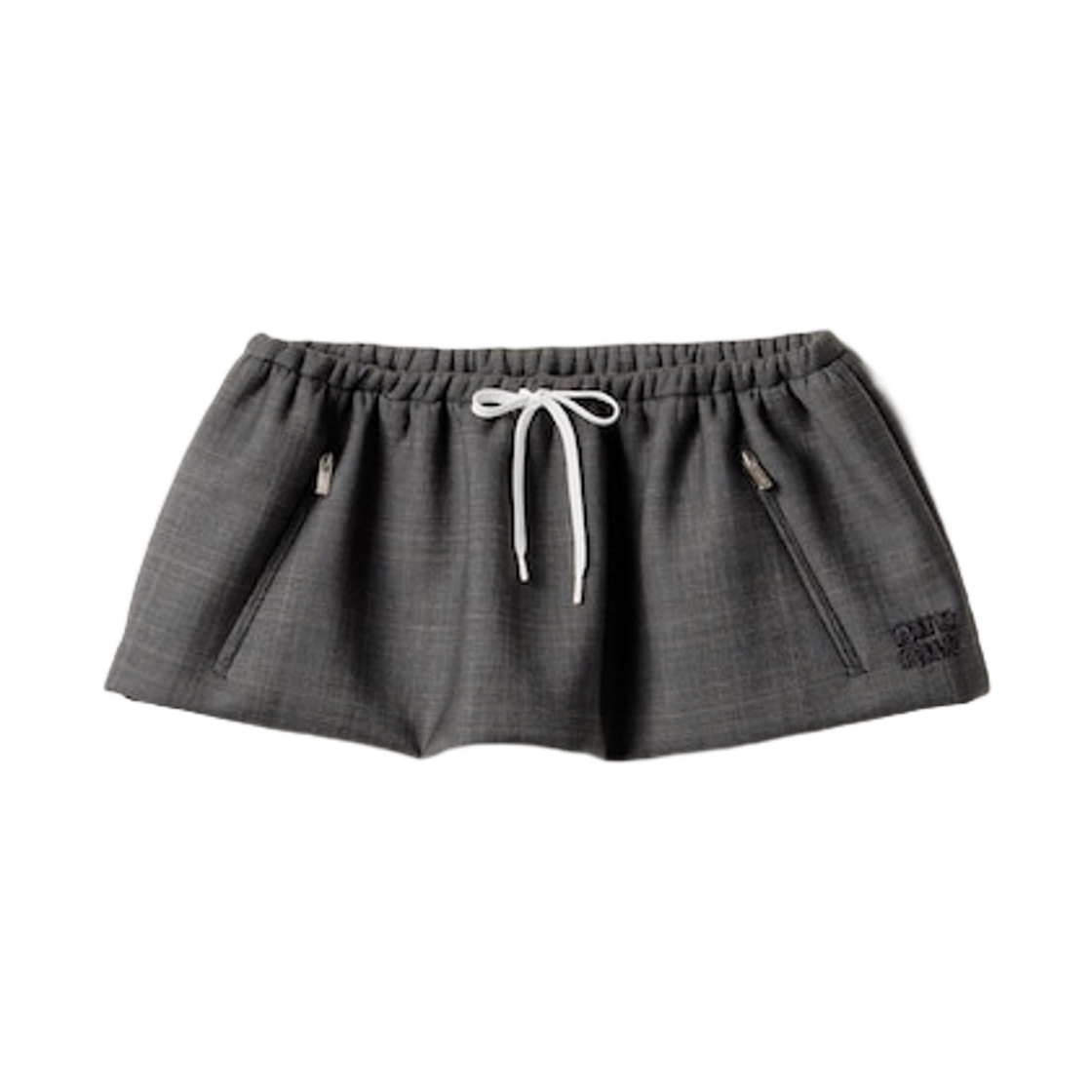 (W) 미우 미우 프린스 웨일스 미니 스커트 슬레이트 그레이((W) Miu Miu Prince of Wales Mini Skirt Slate Gray) - 1