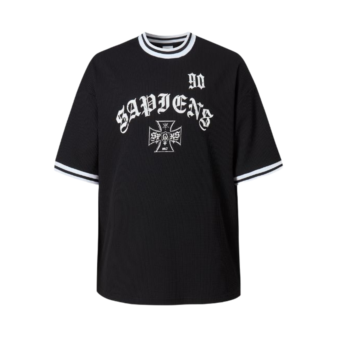 SP25SSTS010BK Sapiens Ninety Ringer Over Fit Short Sleeves Black - #2