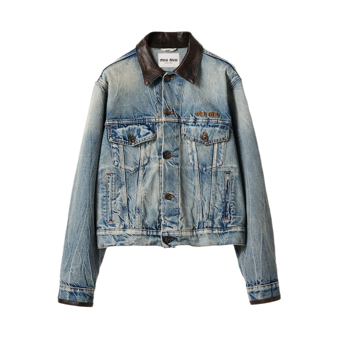 (W) 미우 미우 데님 블루종 자켓 라이트 블루((W) Miu Miu Denim Blouson Jacket Light Blue)
