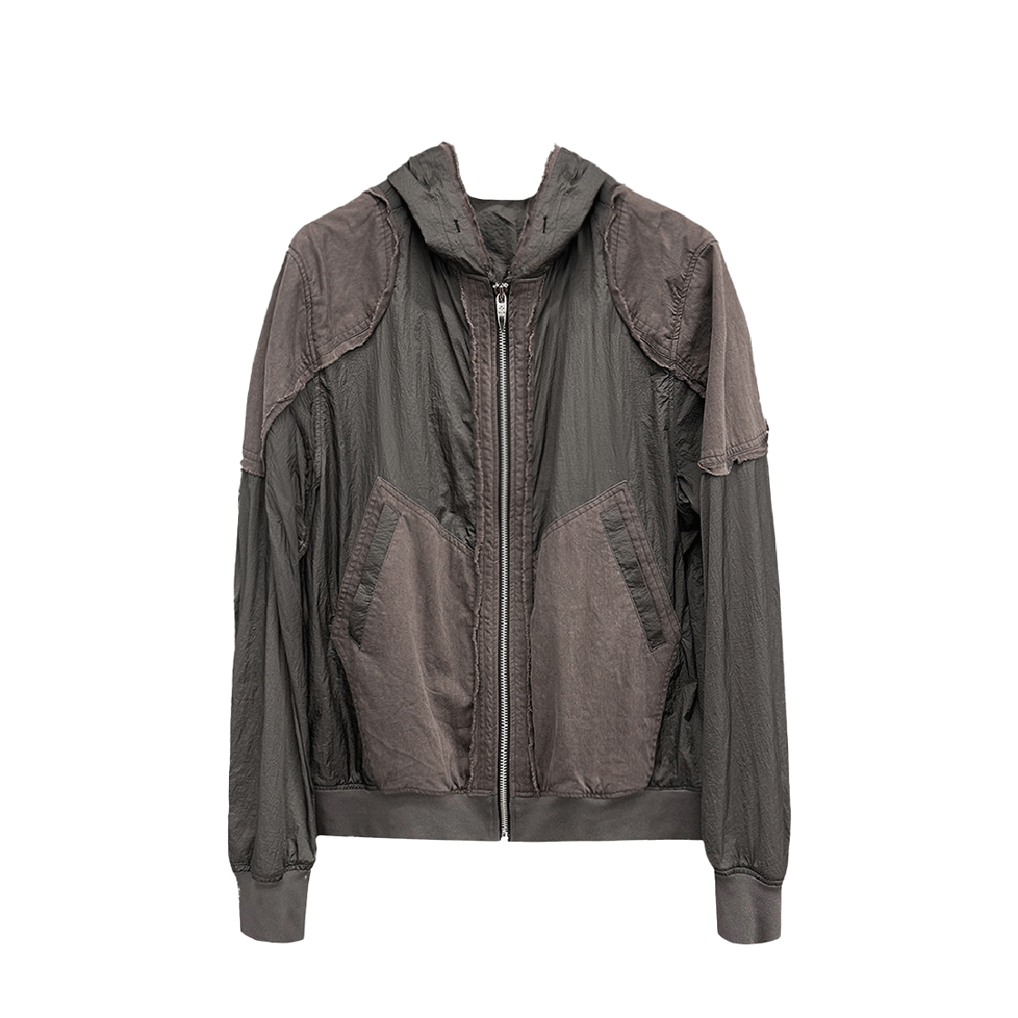 BLR2E04JK01-BK BLR Raw-edged Sheer Hoodie Jacket Black