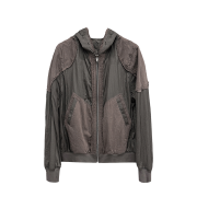 BLR Raw-edged Sheer Hoodie Jacket Black