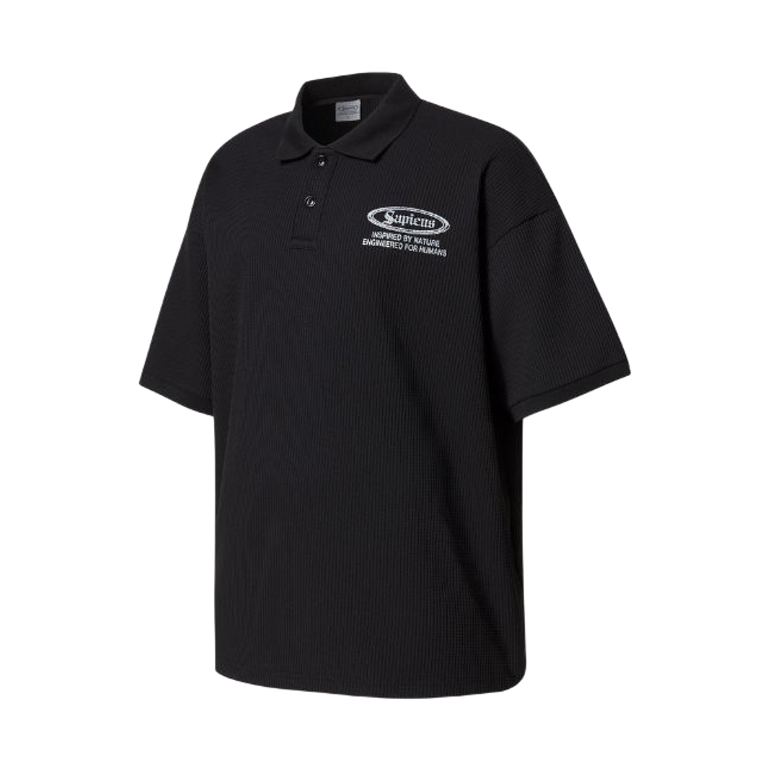 SP25SSTS008BK Sapiens Waffle Over Fit Polo Shirt Black