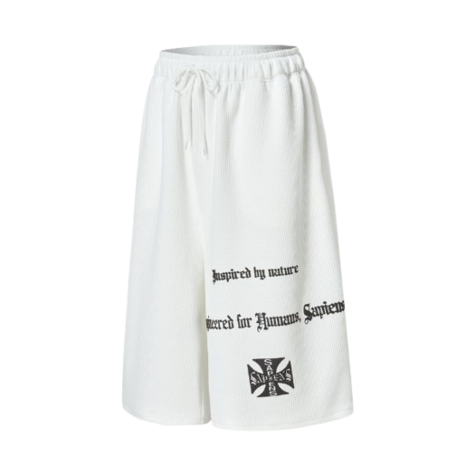 SP25SSPT001WH Sapiens Engineered Waffle Over Fit Shorts White