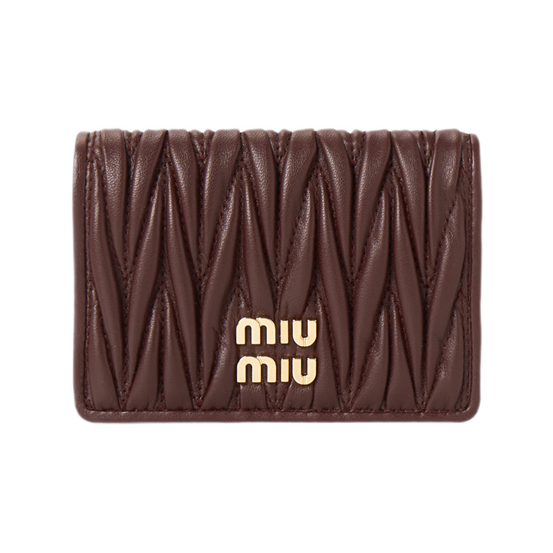5MC103 AFPP F0007 [15% 쿠폰] Miu Miu Matelasse Card Holder Wallet Red Brown