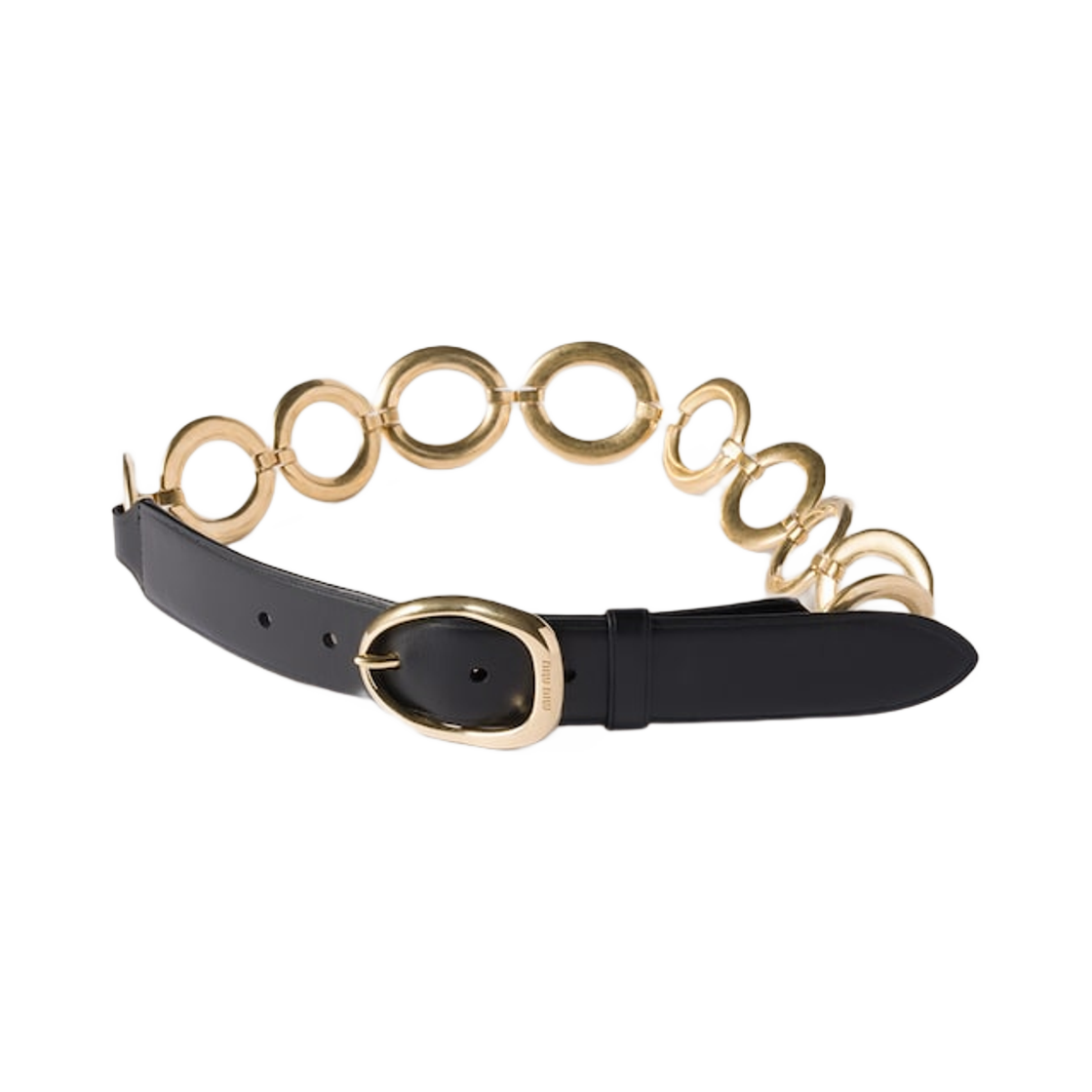 5CC682-2IBW-F0002 (W) Miu Miu Leather and Metal Belts Black