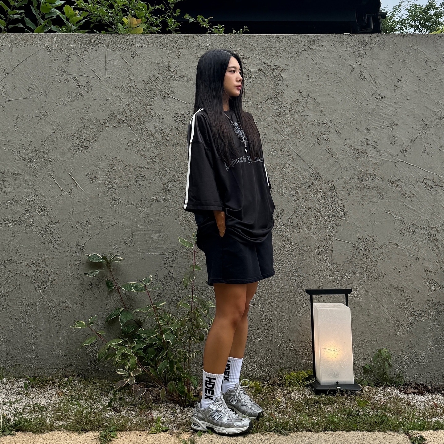Sapiens Neo Rugby Over Fit  Short Sleeves Black 착용 스타일