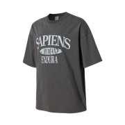 Sapiens Pigment Varsity Logo Over Fit Short Sleeves Charcoal
