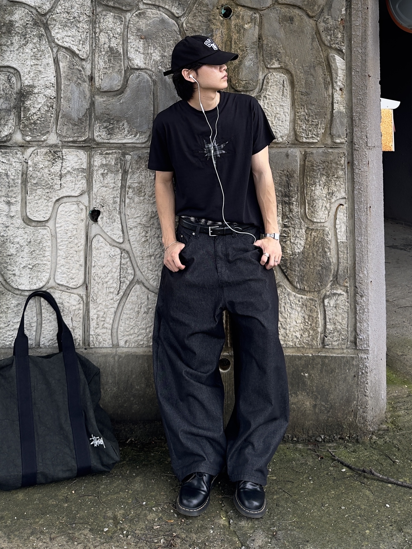 Stussy Boxer Shorts Multi (3 Pack), Stussy Canvas Flight Bag Washed Black 착용 스타일 - 3