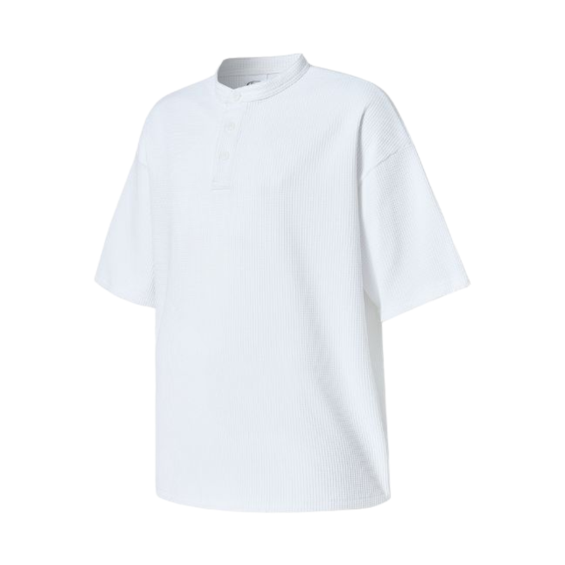 SP25SSTS007WH Sapiens Waffle Henry Neck Over Fit Short Sleeves White