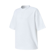 Sapiens Waffle Henry Neck Over Fit Short Sleeves White