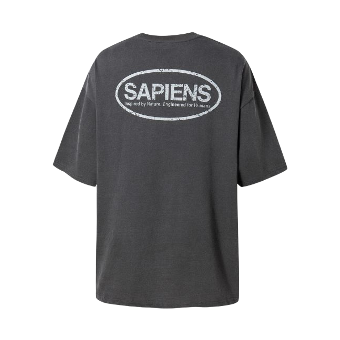 SP25SSTS001CH Sapiens Pigment Oval Logo Over Fit Short Sleeves Charcoal