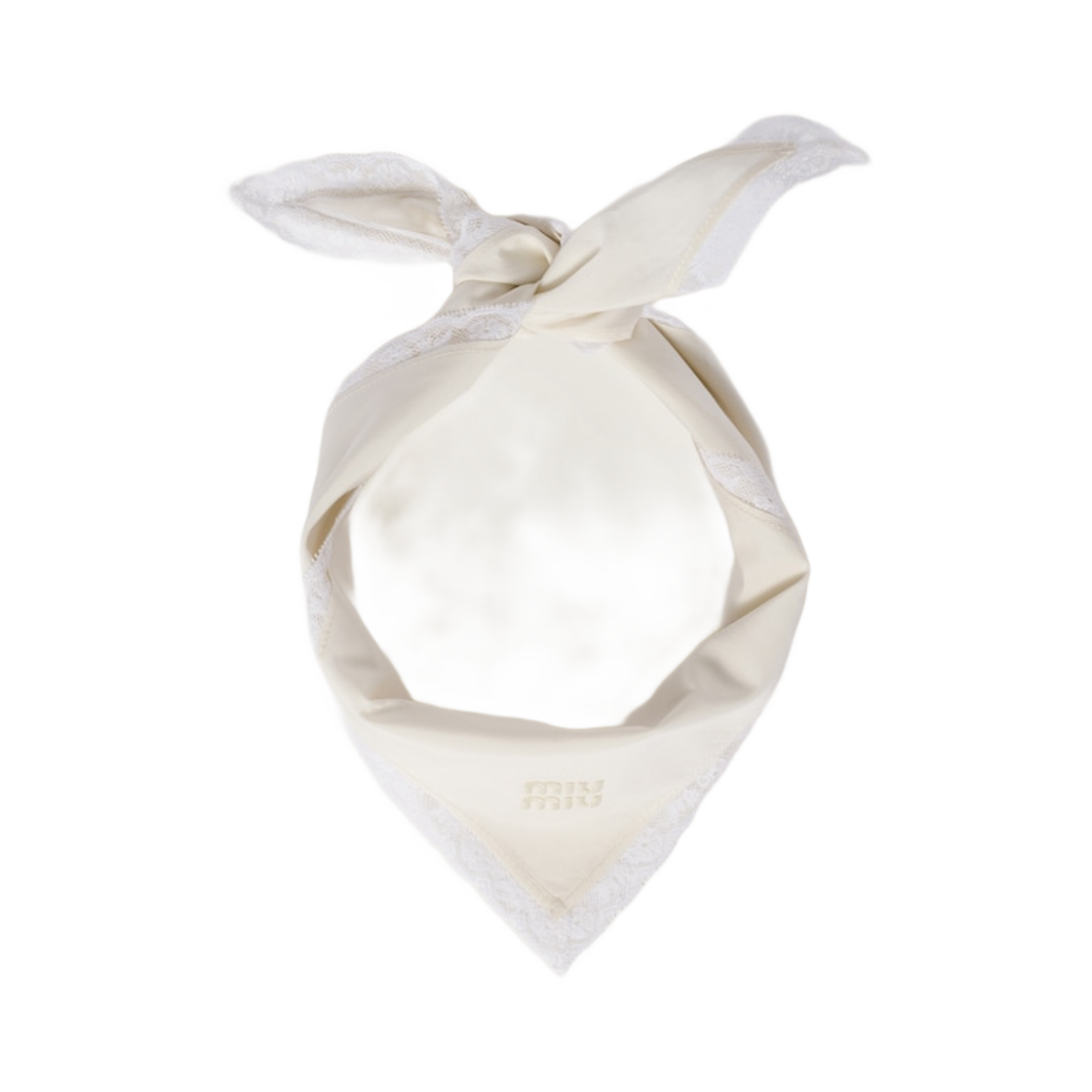 W) ミュウミュウポプリン&レースロゴスカーフホワイト