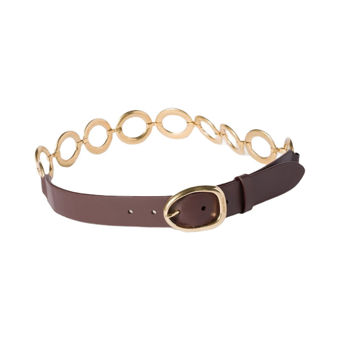 5CC682-2IBW-F0NBL (W) Miu Miu Leather and Metal Belts Brown