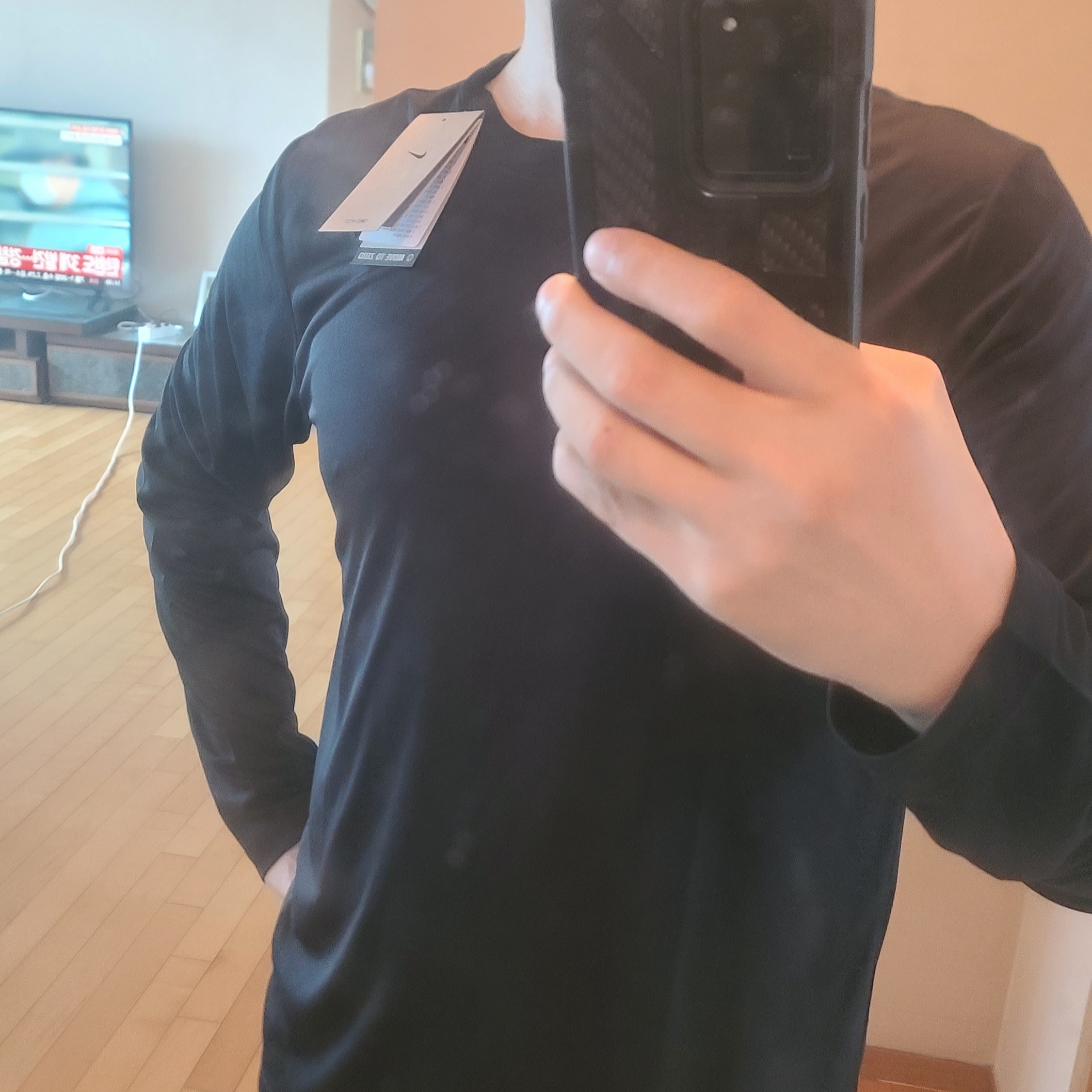 Nike Dri-Fit Legend Long Sleeve Fitness Top Black - Asia 착용 스타일 - 1