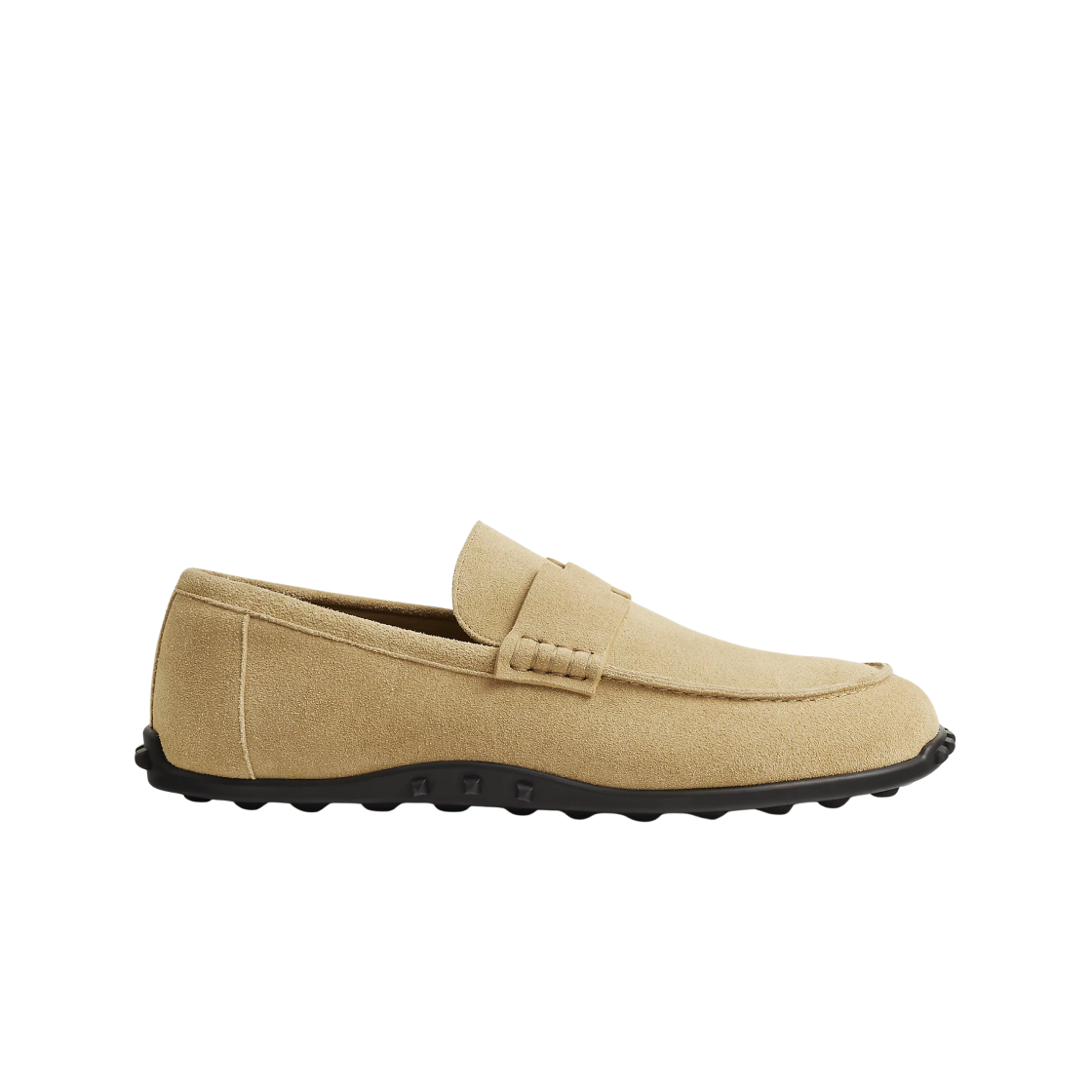 H252955ZAVD Hermes Lazy Loafer Suede Calfskin & Beige Albatre