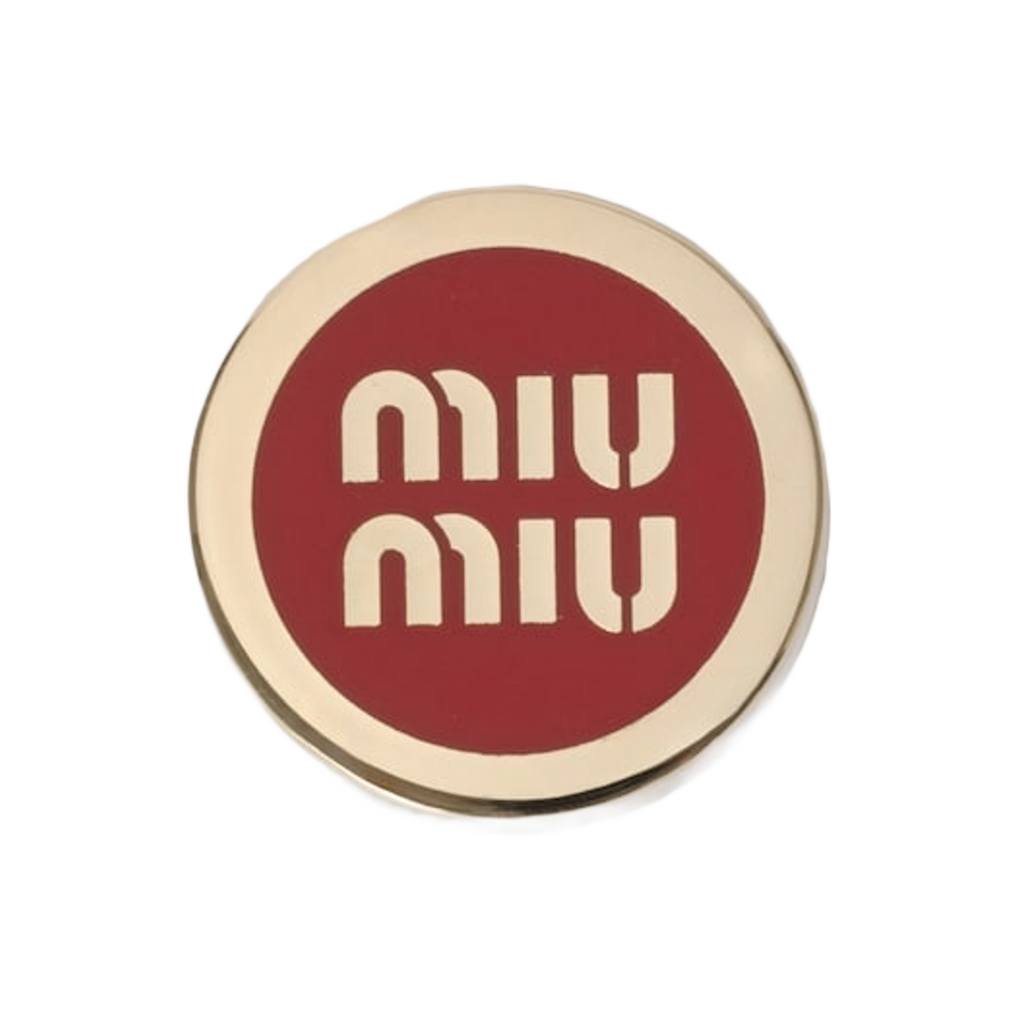 5IS116-2F6T-F0011 (W) Miu Miu Enameled Metal Logo Brooch Red