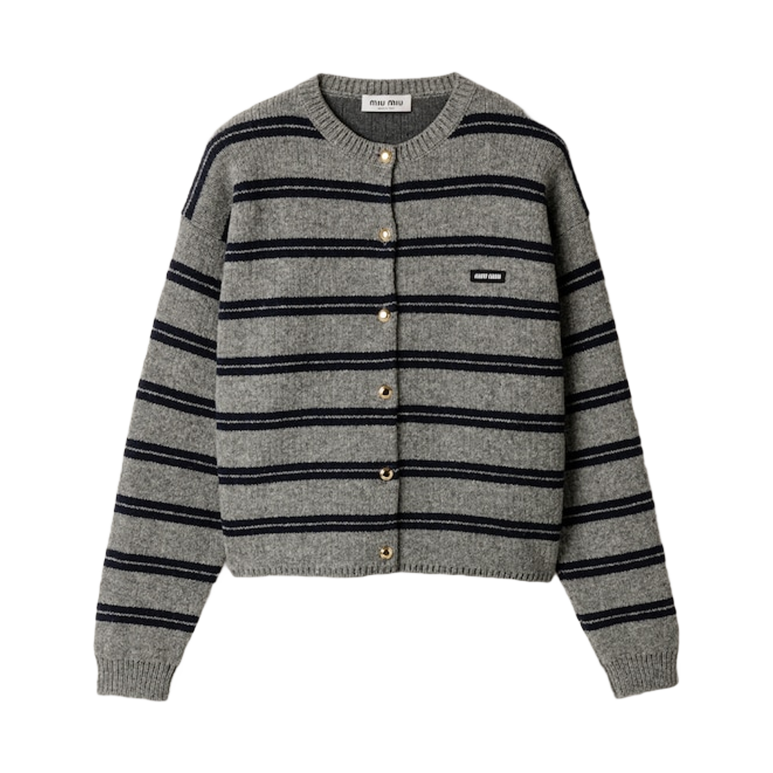 MMF899-15NQ-F0MZQ (W) Miu Miu Shetland Knit Cardigan Gray Blue