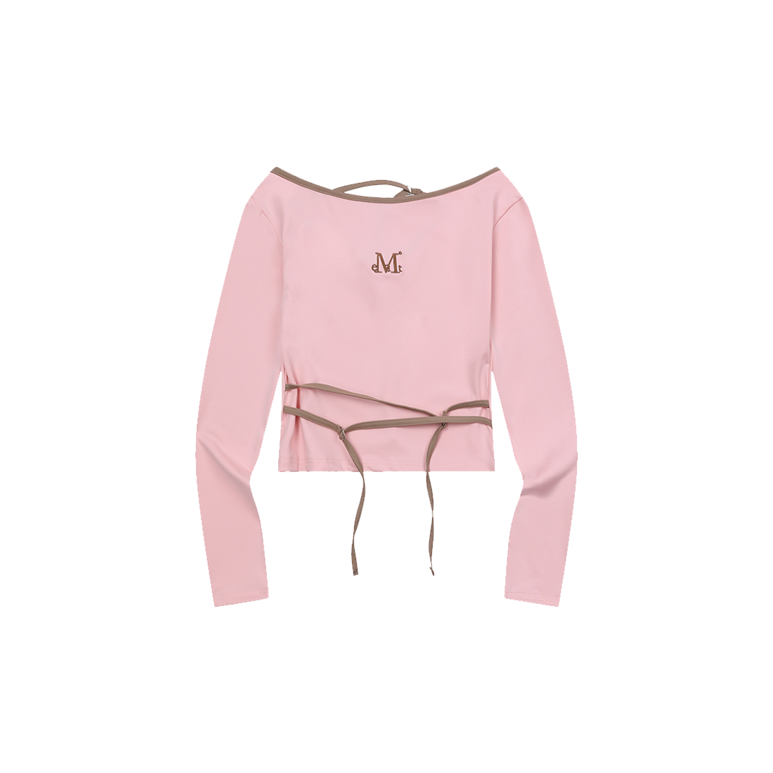무센트 엔버 셋업 스트랩 언발란스 롱 슬리브 티 핑크(MUCENT Enver Set Up Strap Unbalance Long Sleeve T Pink) - 1