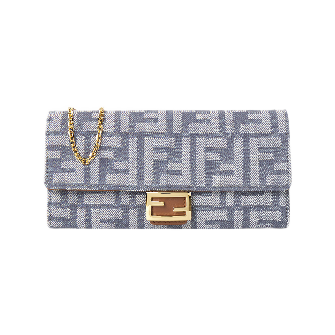 8M0365AUT4F1SXQ Fendi Baguette Chain Long Wallet Blue