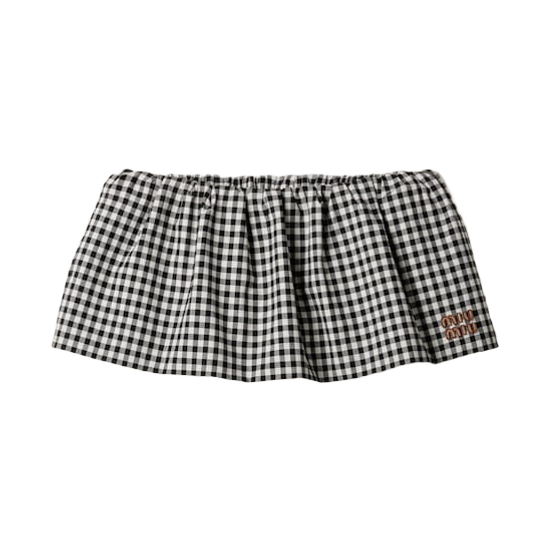 (W) 미우 미우 깅엄 체크 미니 스커트 화이트 블랙((W) Miu Miu Gingham Check Mini Skirt White Black) - 1