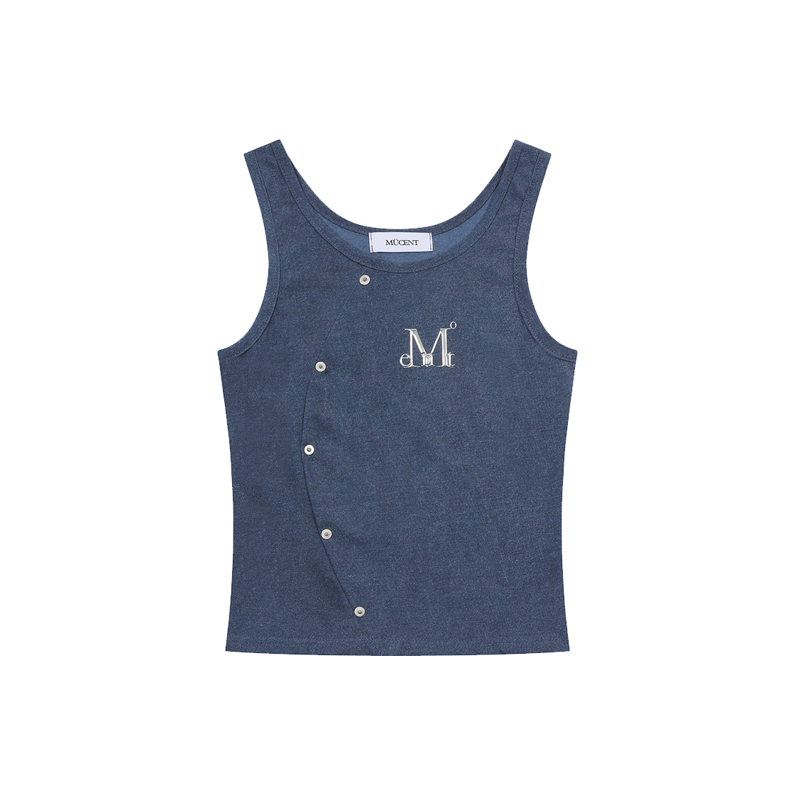 무센트 샤트 리벳 피그먼트 절개 메탈 로고 나시 네이비(MUCENT Shatt Rivet Pigment Seam Line Metal Logo Sleeveless Navy) - 1